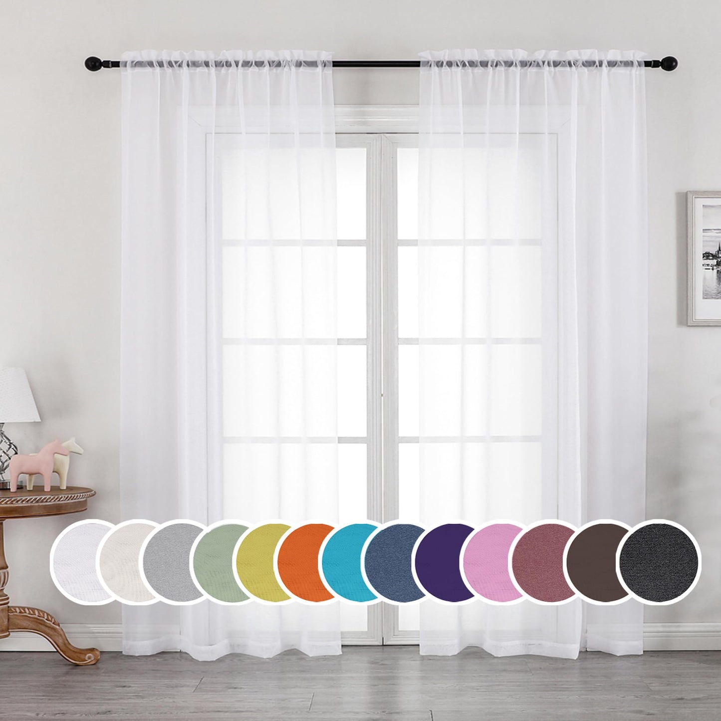 Frazier Window Goods Voile Sheer Curtain Panel Set studio product photo