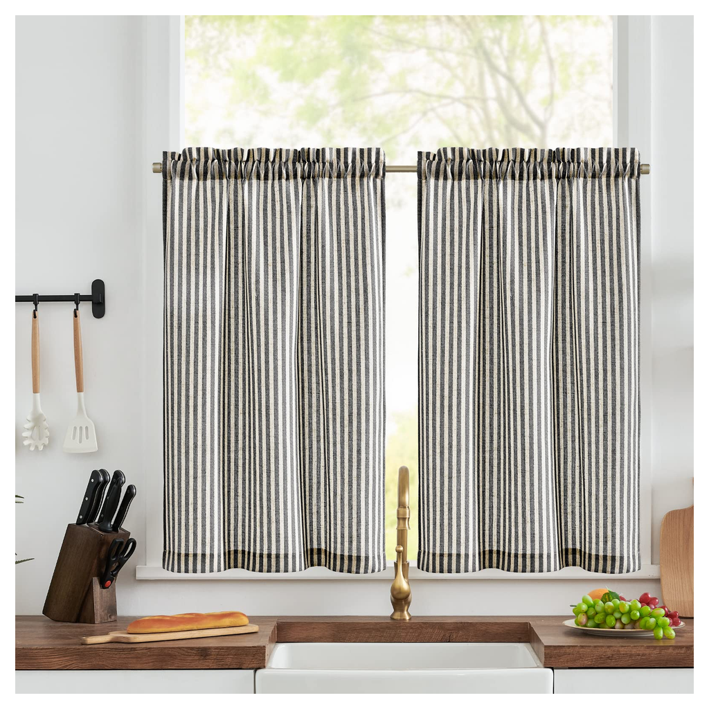 Farmhouse Ticking Stripe Curtain 108 in product photo