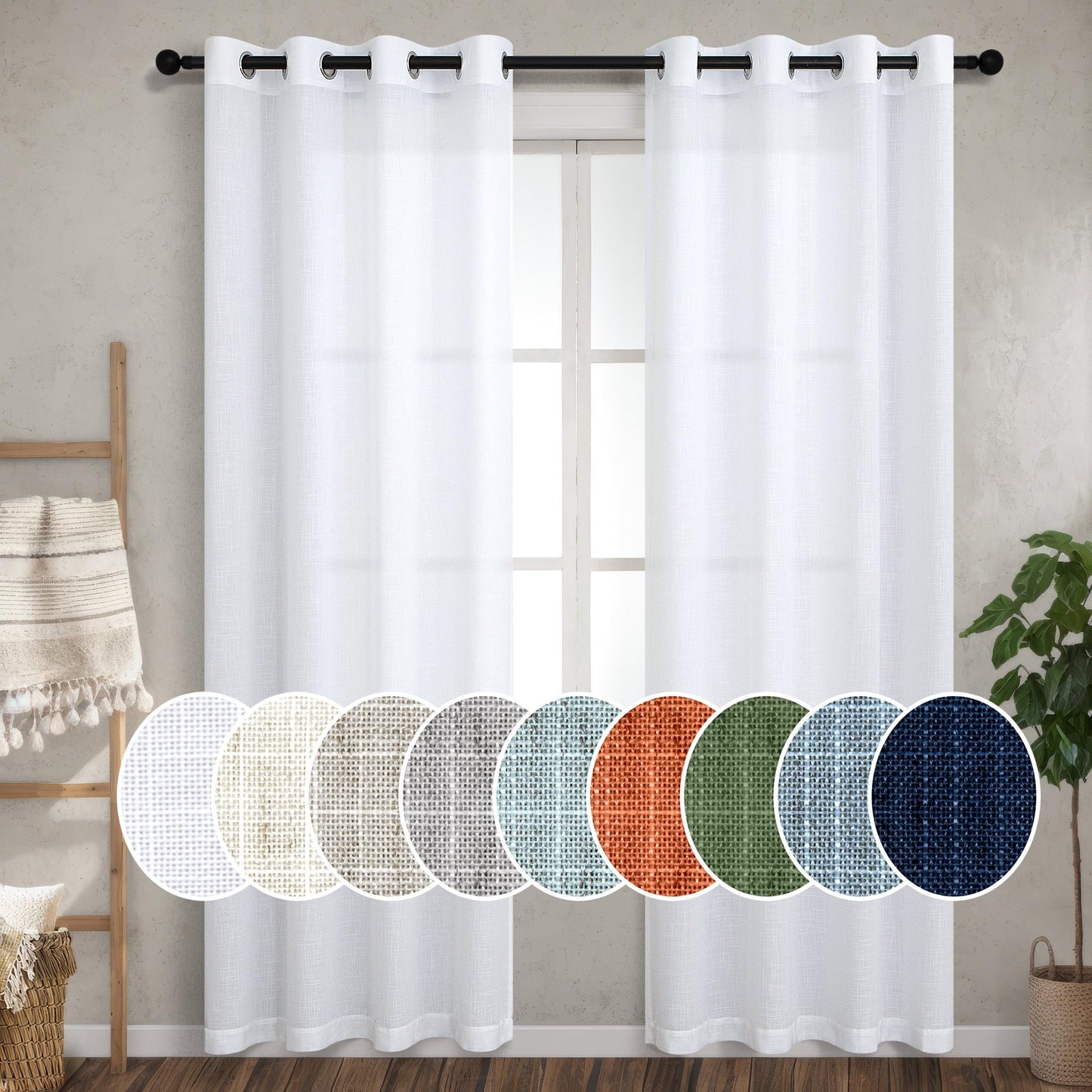 Frazier SBNovaGrid Linen-Look Curtain Panel Pair studio product photo