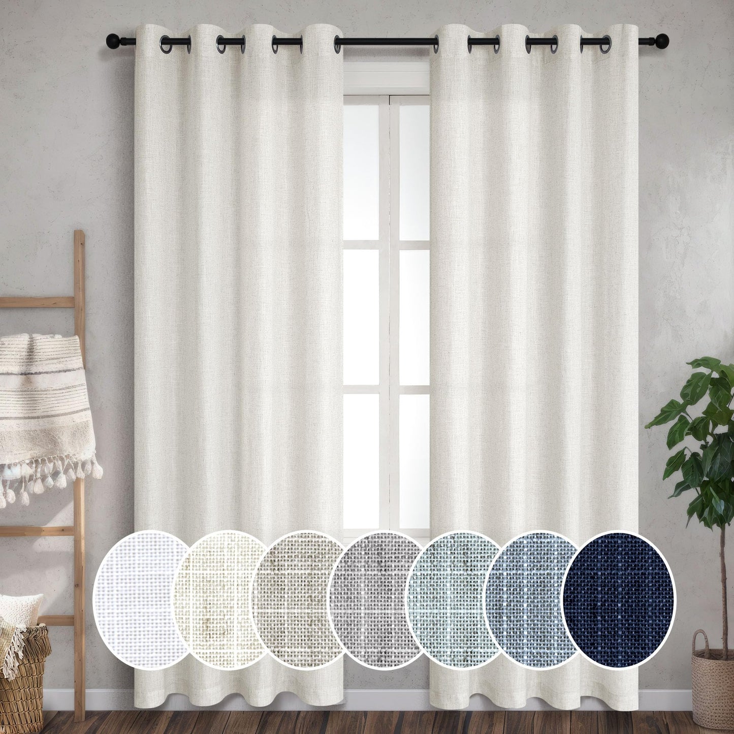Frazier SBNovaGrid Linen-Look Curtain Panel Pair material detail photo