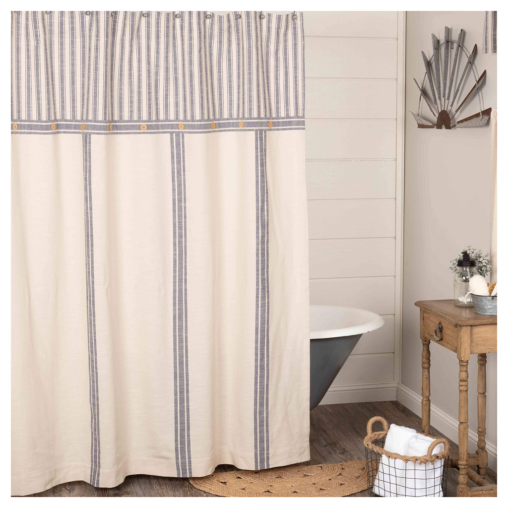 Farmhouse Ticking Stripe Curtain 84 in product photo